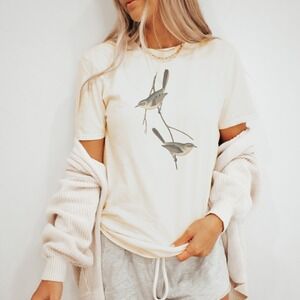 Birds on Branches Graphic Tee Naturalistic Ornithological Art